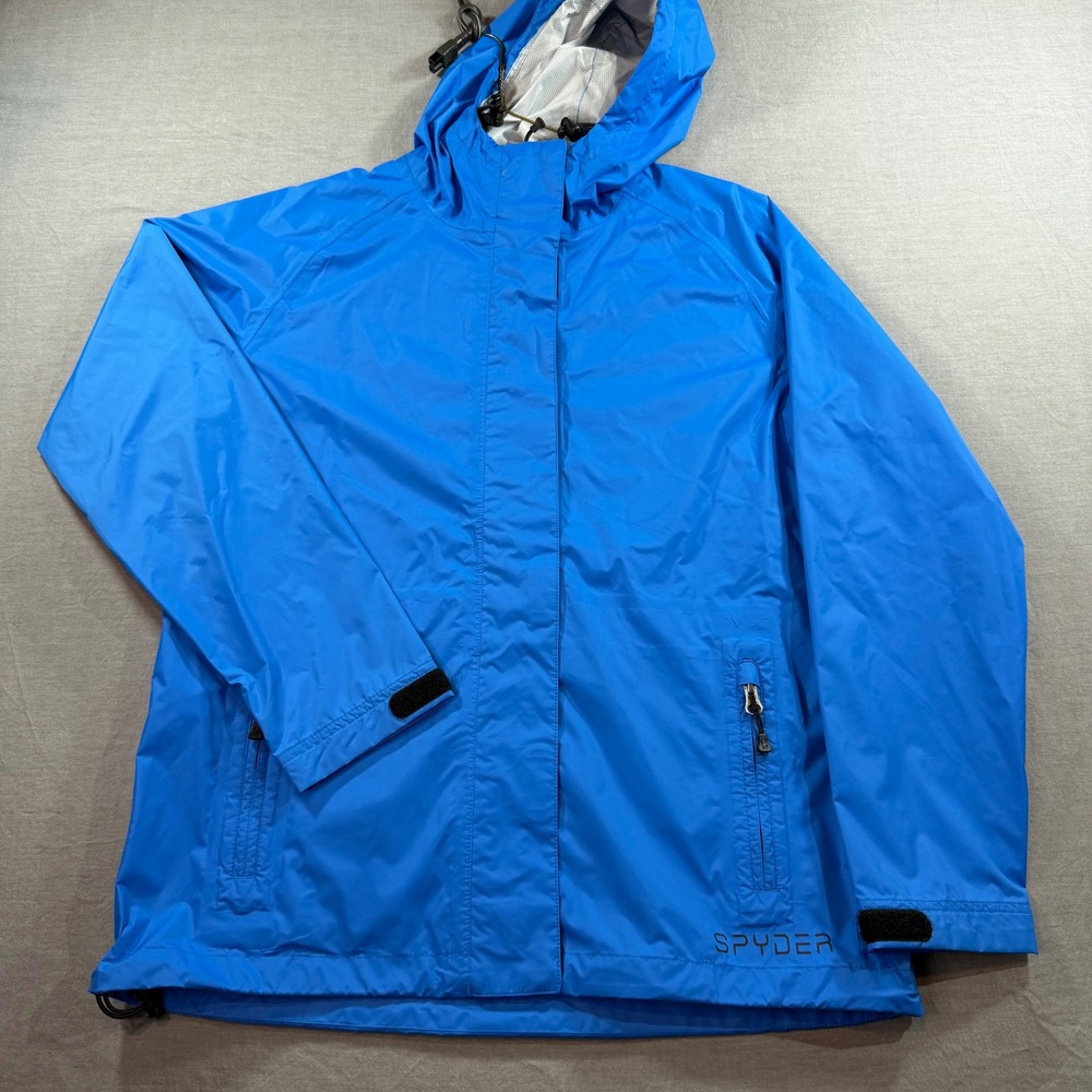 Spyder Rain Jacket Ladies Small Blue Excellent Lightweight‎ Hooded Shell
